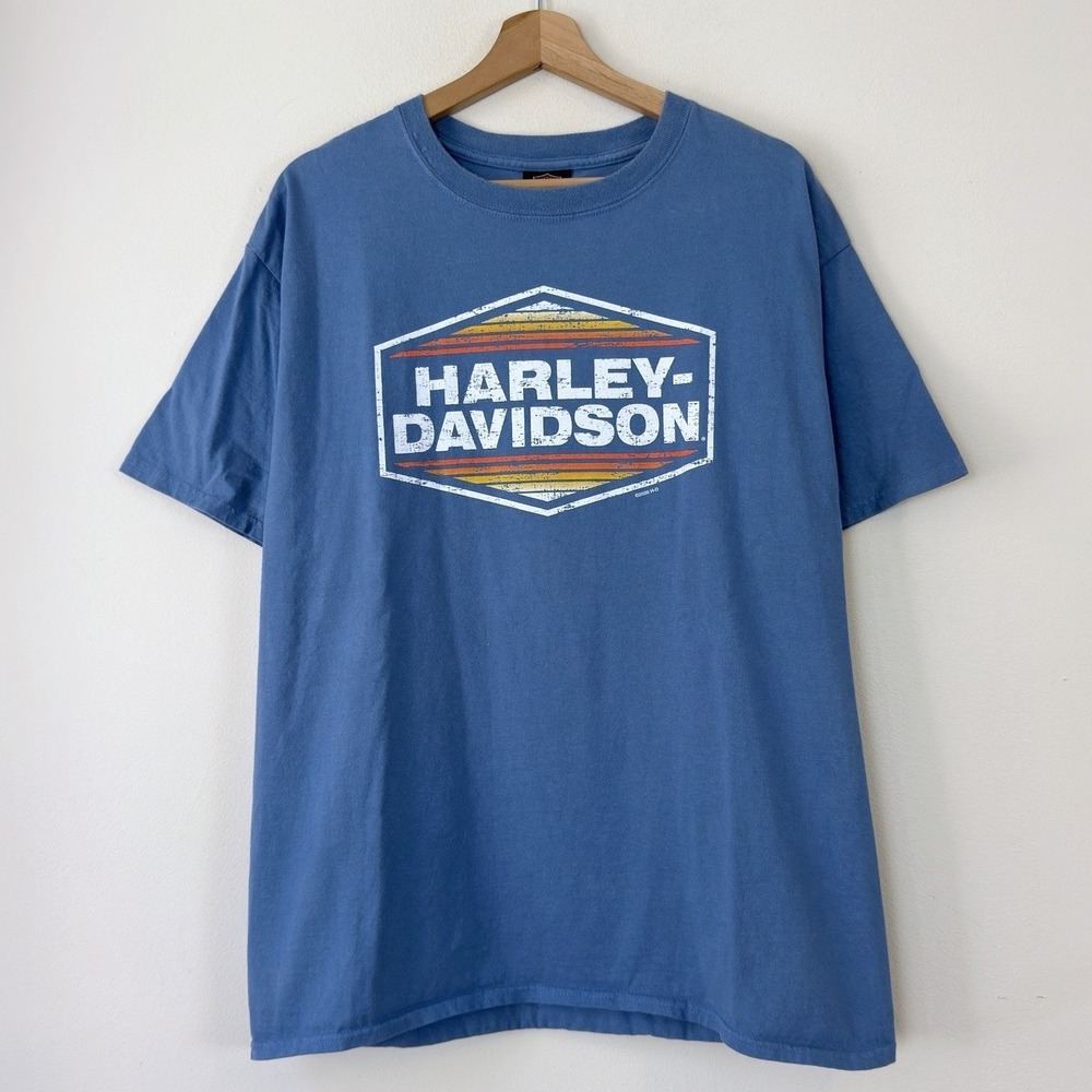 Vintage Harley Davidson Biker Baltimore Maryland Blue Tee Shirt - Large
